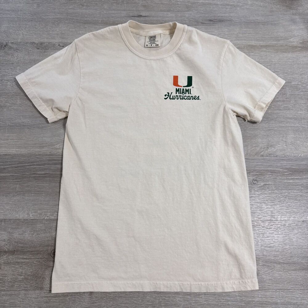 Miami Hurricanes Shirt Sebastian The Ibis Canes Men’s Ivory Small 100% Cotton